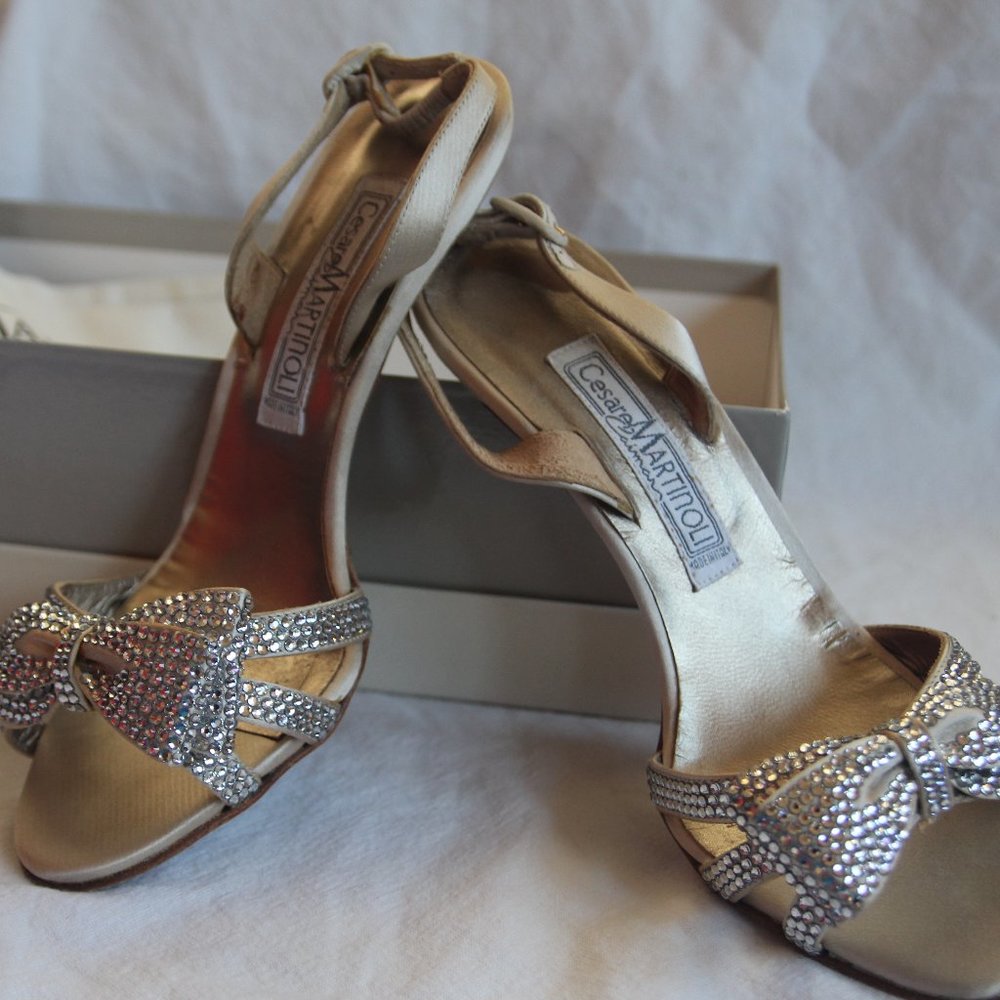 Cesare Martinoli Rhinestone Slingbacks